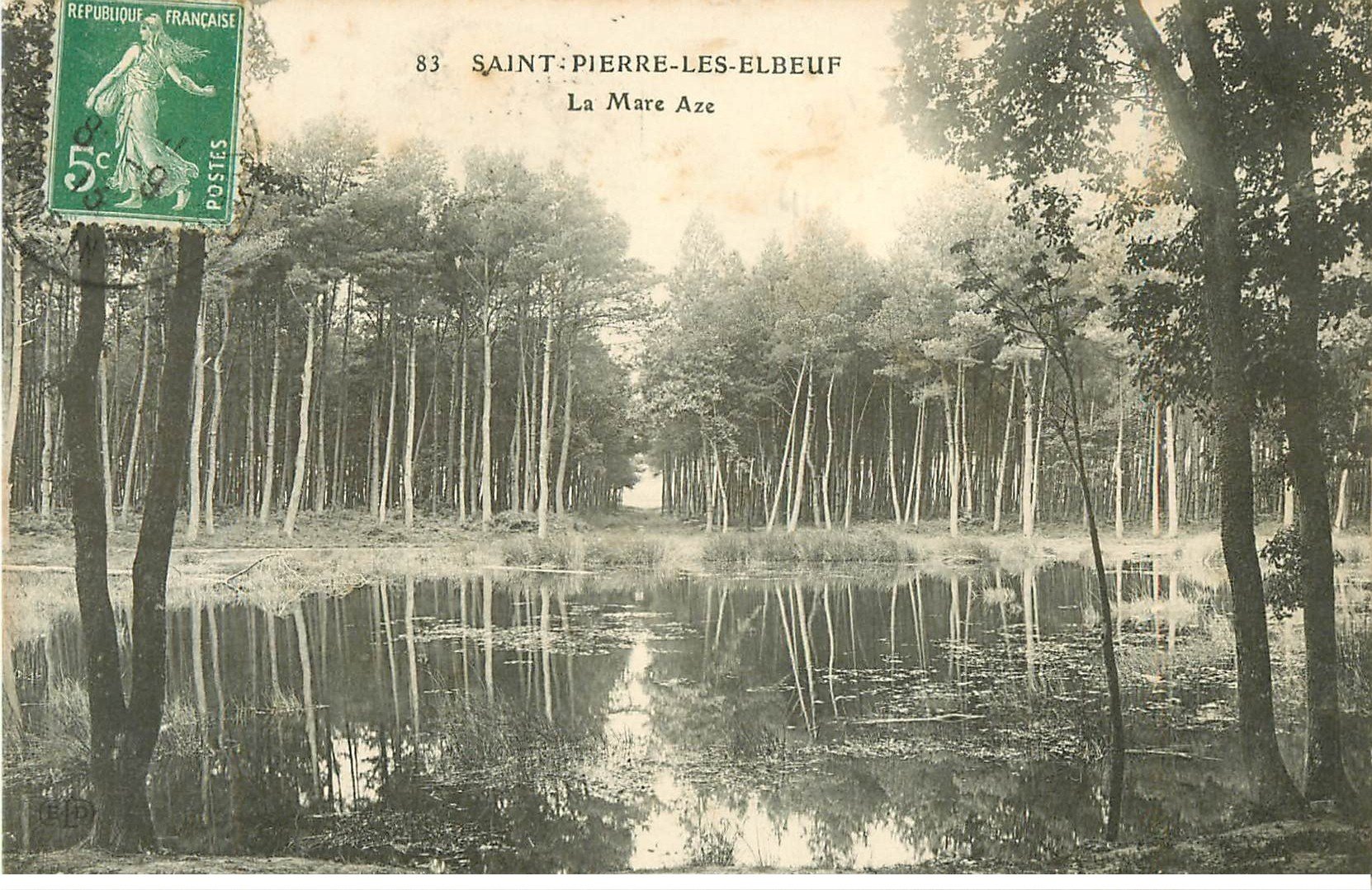carte postale ancienne 76 SAINTE-PIERRE-LES-ELBEUF. La Mare Aze 1913