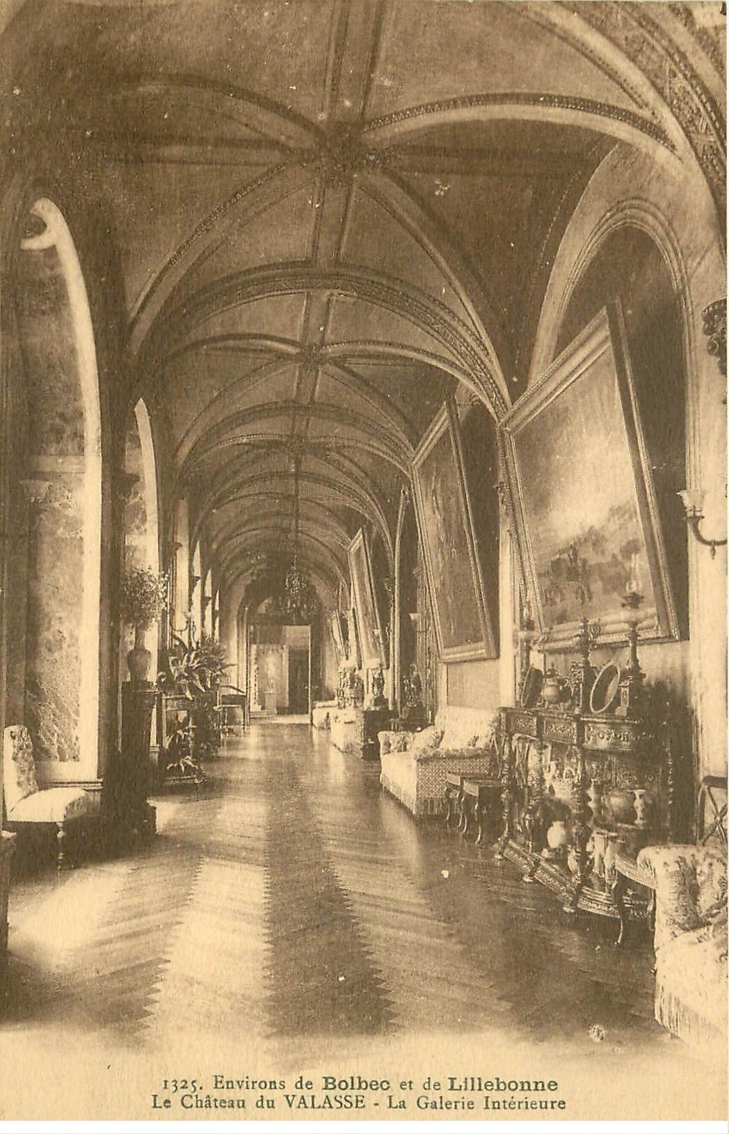 carte postale ancienne 76 CHATEAU DE VALASSE. Galerie intérieure
