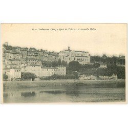 carte postale ancienne 01 TREVOUX. Quai et nouvelle Eglise