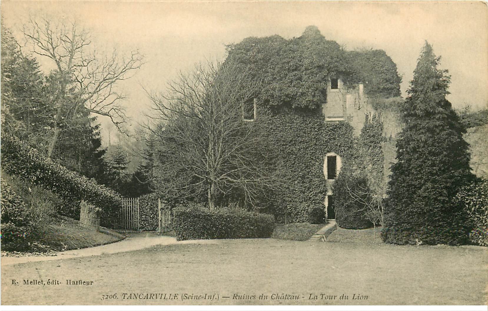 carte postale ancienne 76 TANCARVILLE. Tour du Lion ruines Château