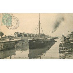 carte postale ancienne 76 TANCARVILLE. Canal sortie du Bateau RHÔNE 1906