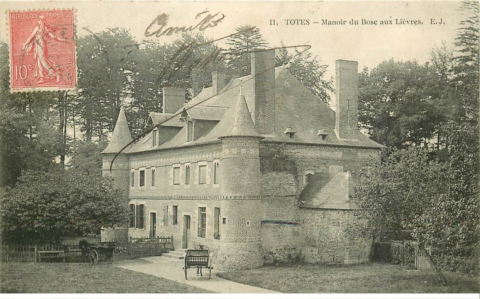 carte postale ancienne 76 TÔTES. Manoir du Bosc aux Lièvres 1907