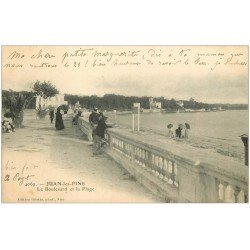carte postale ancienne 06 JUAN-LES-PINS. Plage et Boulevard vers 1900...