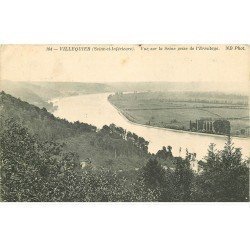 carte postale ancienne 76 VILLEQUIER. La Seine prise de l'Ermitage 1912