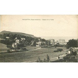carte postale ancienne 76 VEULETTES. Chemin de la Vallée 1928. Fine nervure...