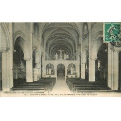 carte postale ancienne 76 VEAUVILLE-LES-BAONS. Intérieur Eglise 1910