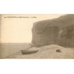 carte postale ancienne 76 VAUCOTTES-SUR-MER. La Plage 1928