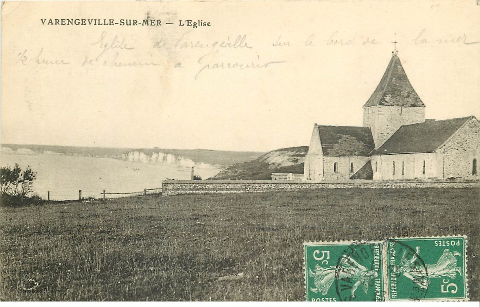 carte postale ancienne 76 VARENGEVILLE-SUR-MER. L'Eglise 1913