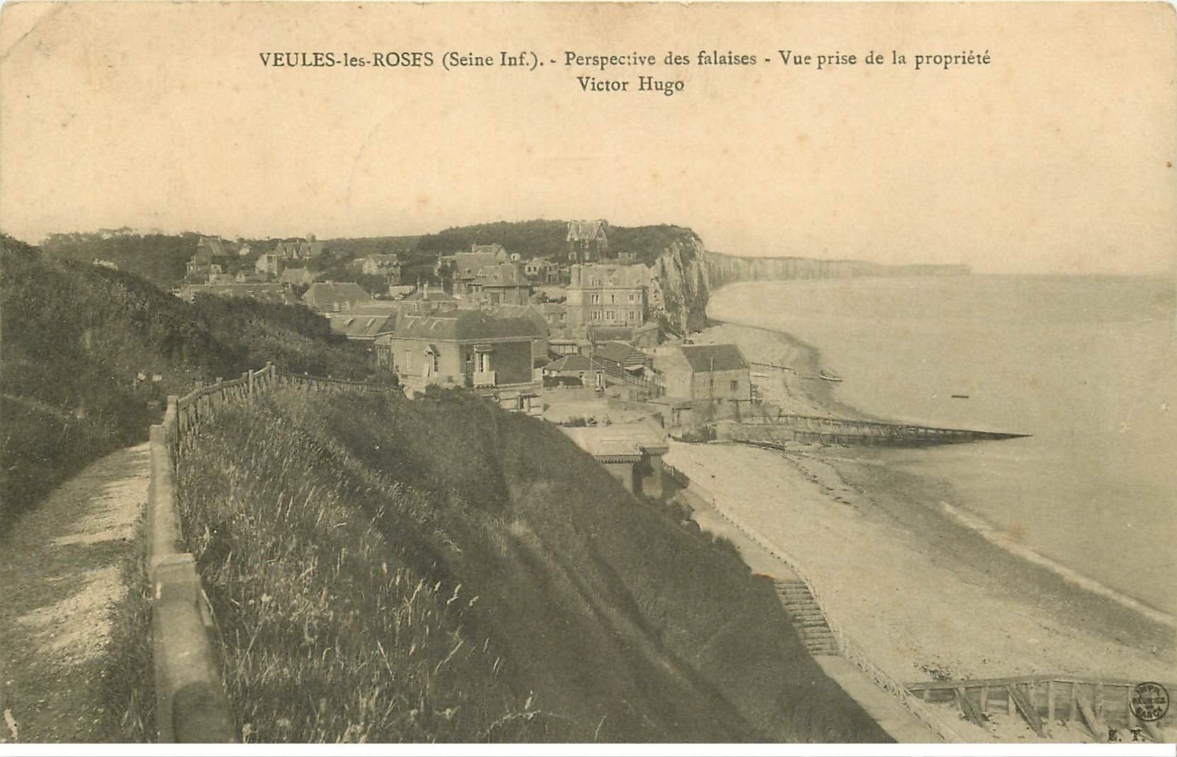carte postale ancienne 76 VEULES-LES-ROSES. Falaises 1911