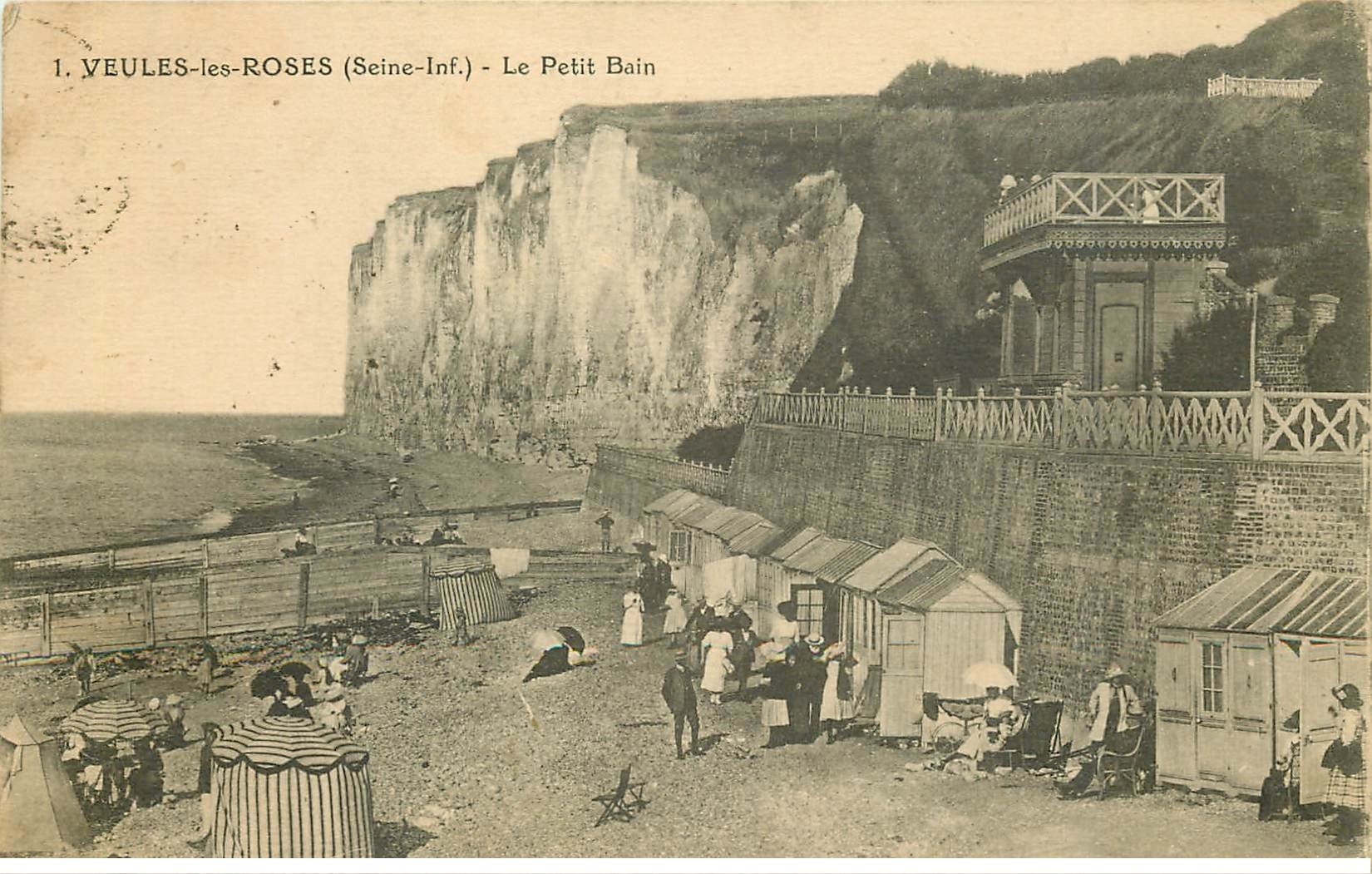 carte postale ancienne 76 VEULES-LES-ROSES. Le Petit Bain 1922