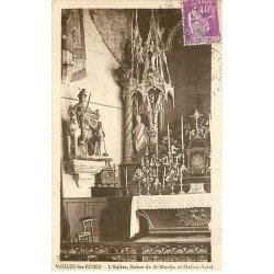 carte postale ancienne 76 VEULES-LES-ROSES. L'Eglise Autel et Statue Saint-Martin 1935