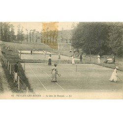 carte postale ancienne 76 VEULES-LES-ROSES. Le Jeu de Tennis. Trace papier adhésif