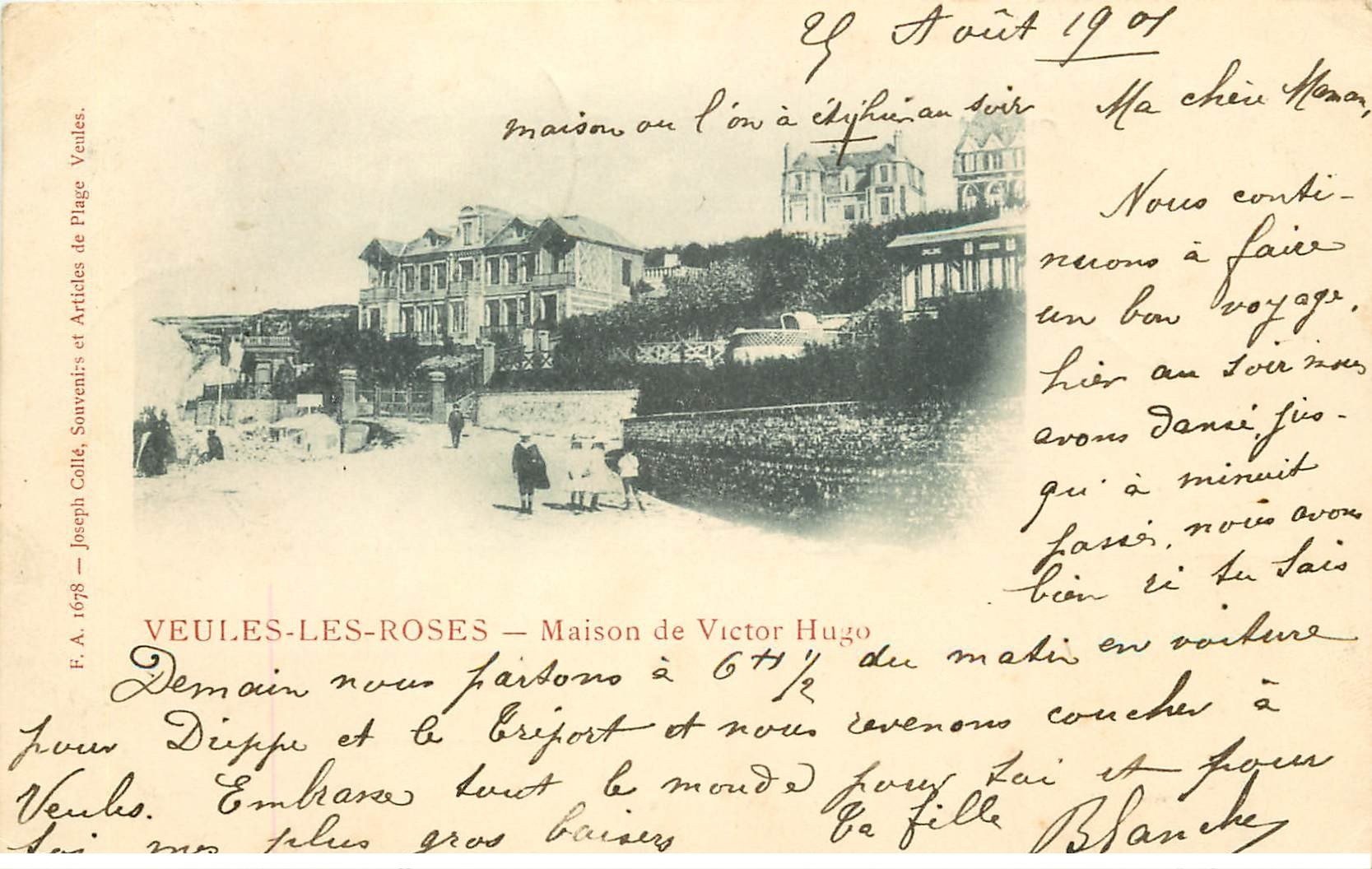 carte postale ancienne 76 VEULES-LES-ROSES. Maison de Victor-Hugo 1901