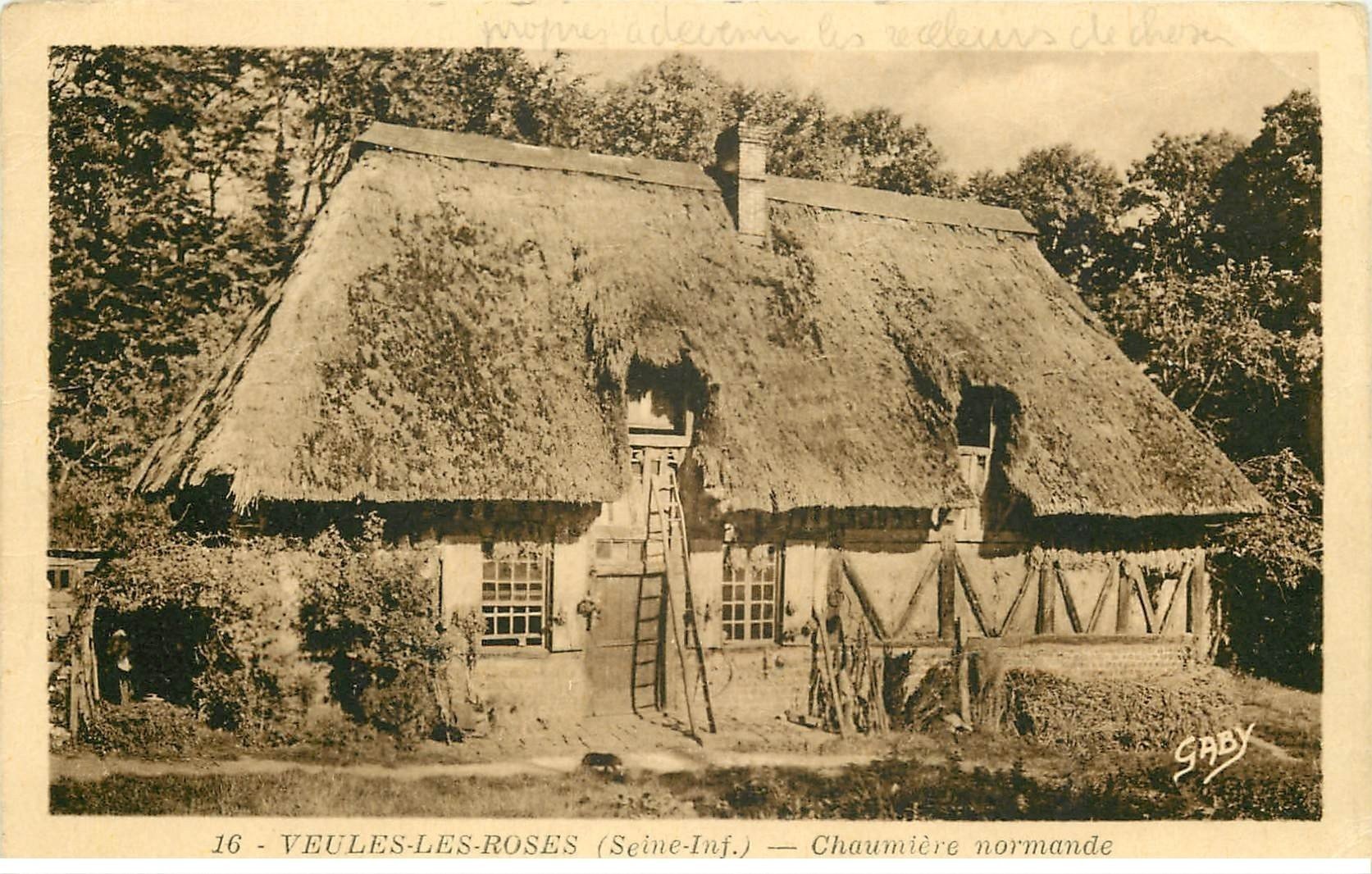 carte postale ancienne 76 VEULES-LES-ROSES. Chaumière Normande