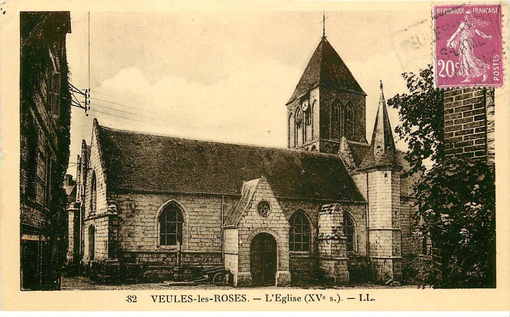 carte postale ancienne 76 VEULES LES ROSES. L'Eglise 1934