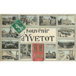 carte postale ancienne 76 YVETOT. Fantaisie multivues 1909 Blason