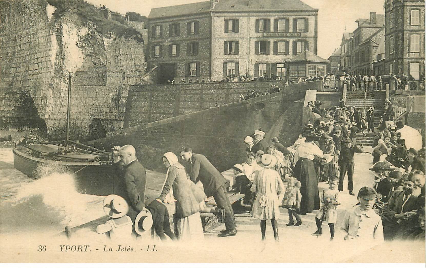 carte postale ancienne 76 YPORT. La Jetée Hôtel Toucard