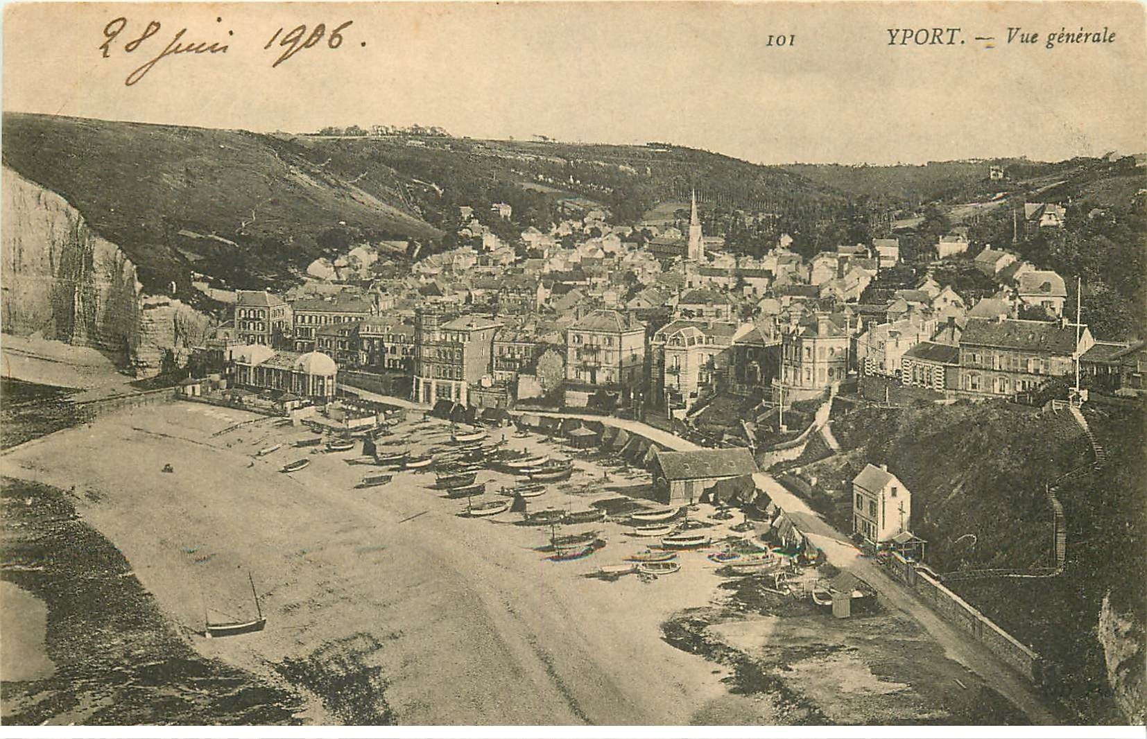 carte postale ancienne 76 YPORT. Vue générale 1906 verso vierge
