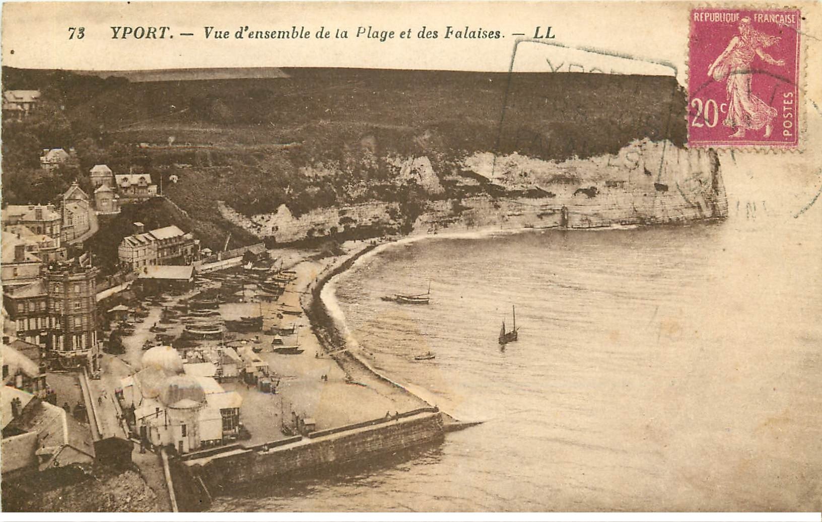 carte postale ancienne 76 YPORT. Falaises et Plage