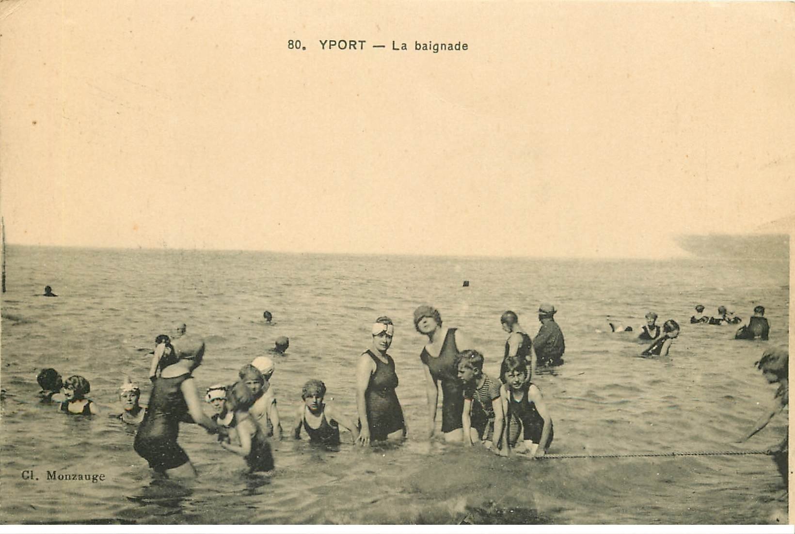carte postale ancienne 76 YPORT. La Baignade