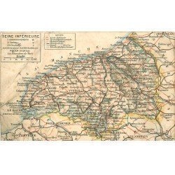 carte postale ancienne 76 YVETOT. Plan de la Seine Inférieure 1906. Etat moyen et plis