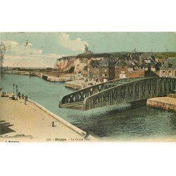 carte postale ancienne 76 DIEPPE. Grand Pont Tournant du Pollet ouvert 1913