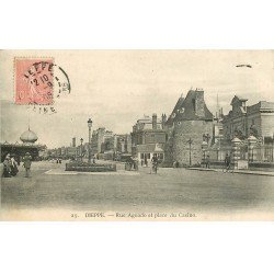 carte postale ancienne 76 DIEPPE. Rue Aguado Place du Casino 1905