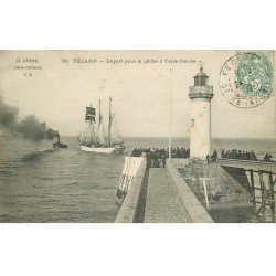 carte postale ancienne 76 FECAMP. Départ pour la Pêche à Terre-Neuve 1907