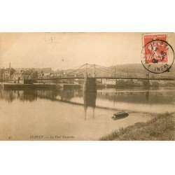 carte postale ancienne 76 ELBEUF. Le Pont Suspendu 1908