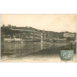 carte postale ancienne 01 TREVOUX. Vue générale 1905 avec Berger et moutons