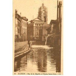 carte postale ancienne 76 ELBEUF. Rue de la Rigolle 1928