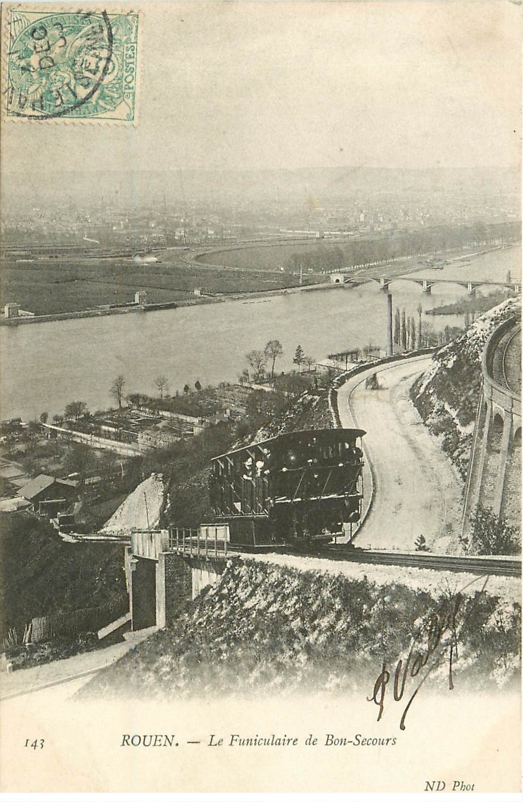 carte postale ancienne 76 ROUEN. Funiculaire de Bon-Secours 1905