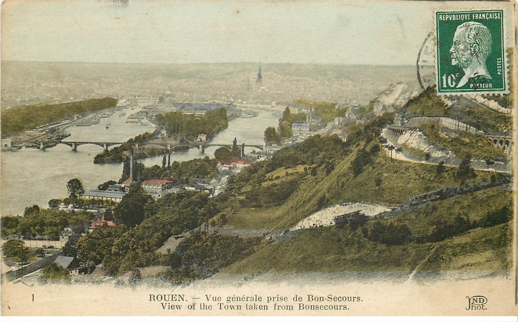carte postale ancienne 76 ROUEN. Vue prise de Bon-Secours 1923