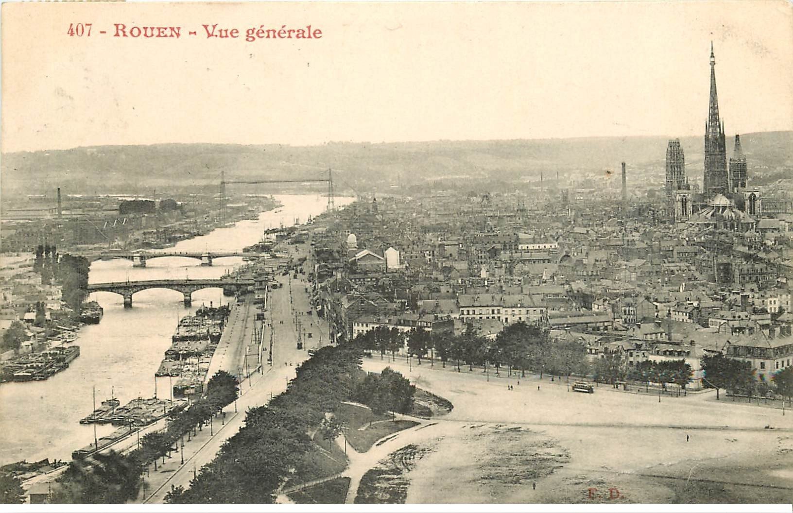 carte postale ancienne 76 ROUEN. Vue générale 1908