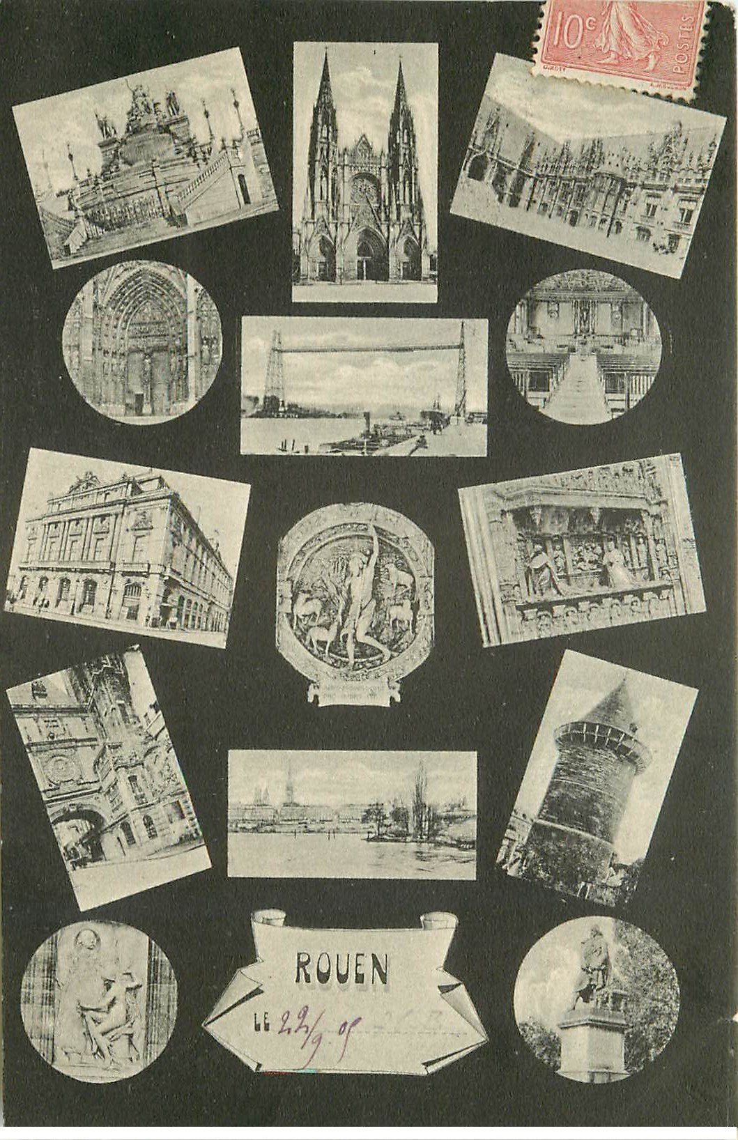 carte postale ancienne 76 ROUEN. Multivues 1905