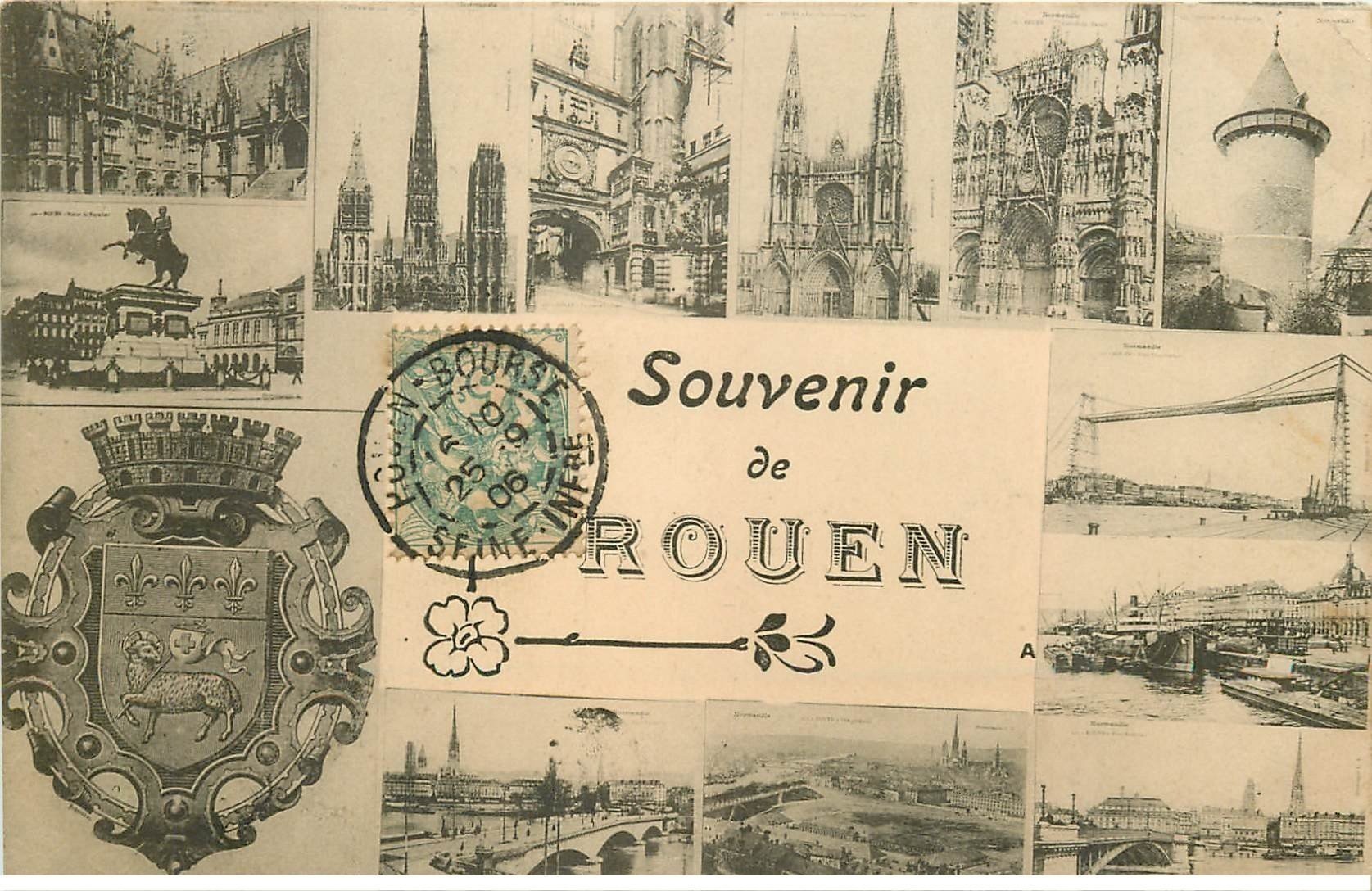 carte postale ancienne 76 ROUEN. Souvenir 1906