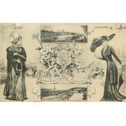 carte postale ancienne 76 ROUEN. Femmes autrefois et aujourd'hui 1913