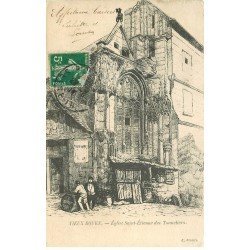 carte postale ancienne 76 ROUEN. D'après dessin à la plume : Eglise Saint-Etienne des Tonneliers 1914