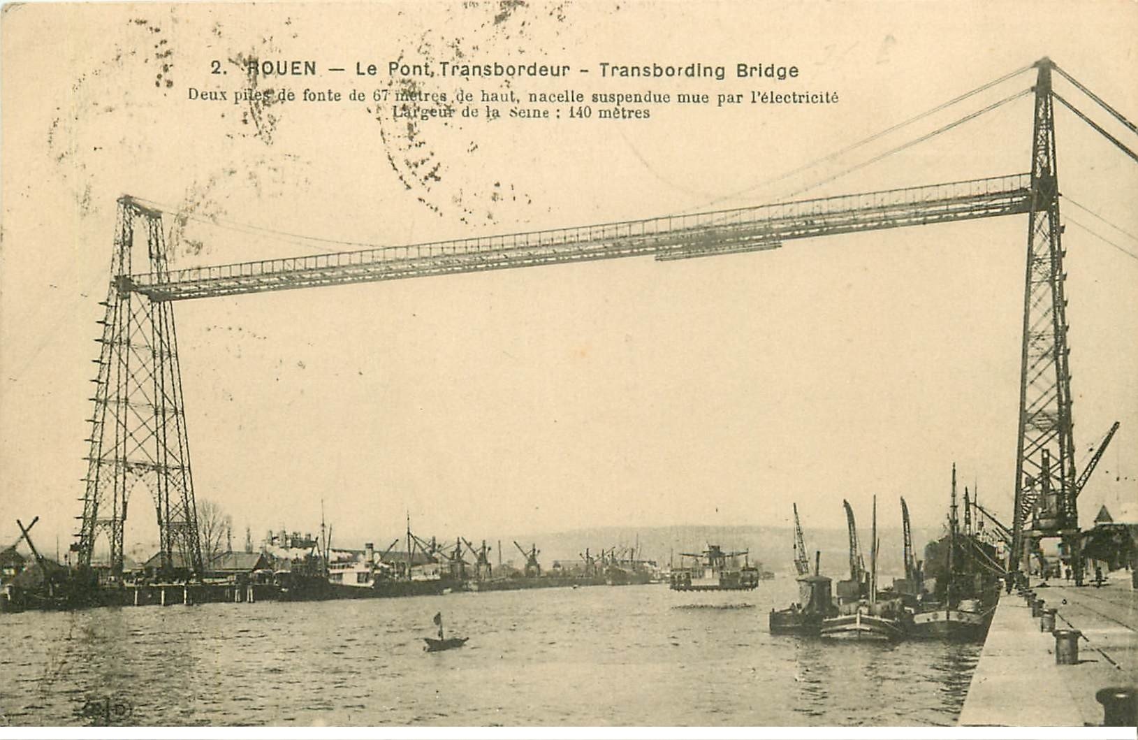 carte postale ancienne 76 ROUEN. Pont Transbordeur 1924