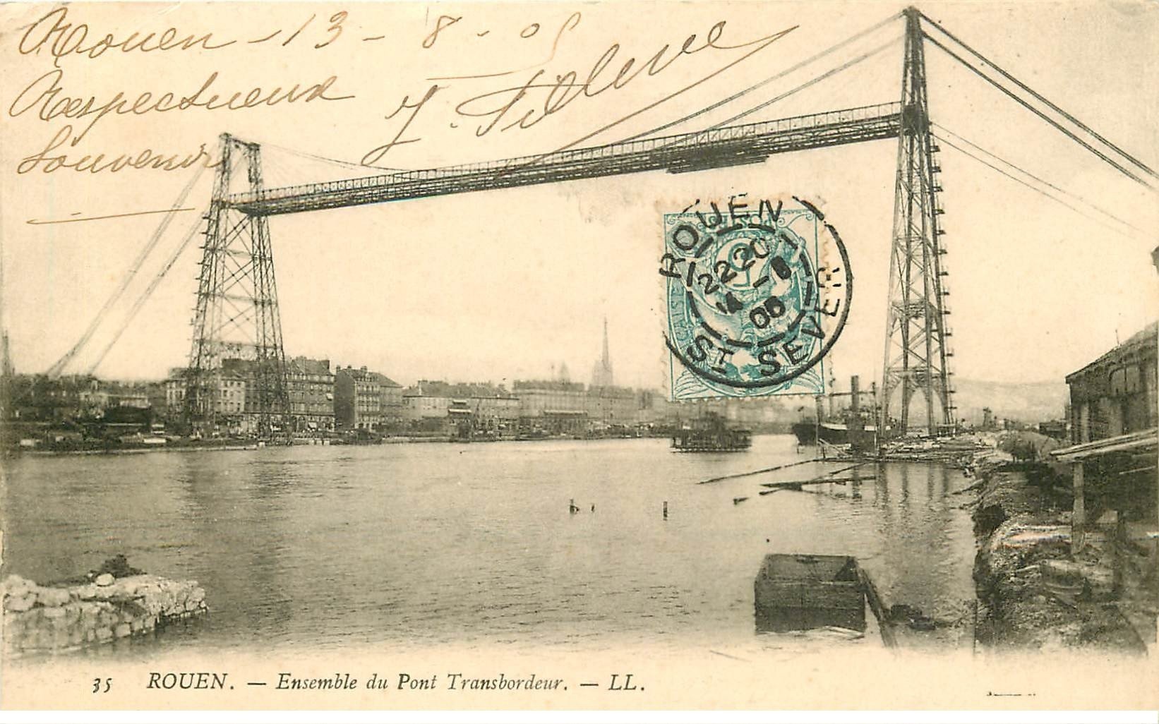 carte postale ancienne 76 ROUEN. Pont Transbordeur 1905 n° 35
