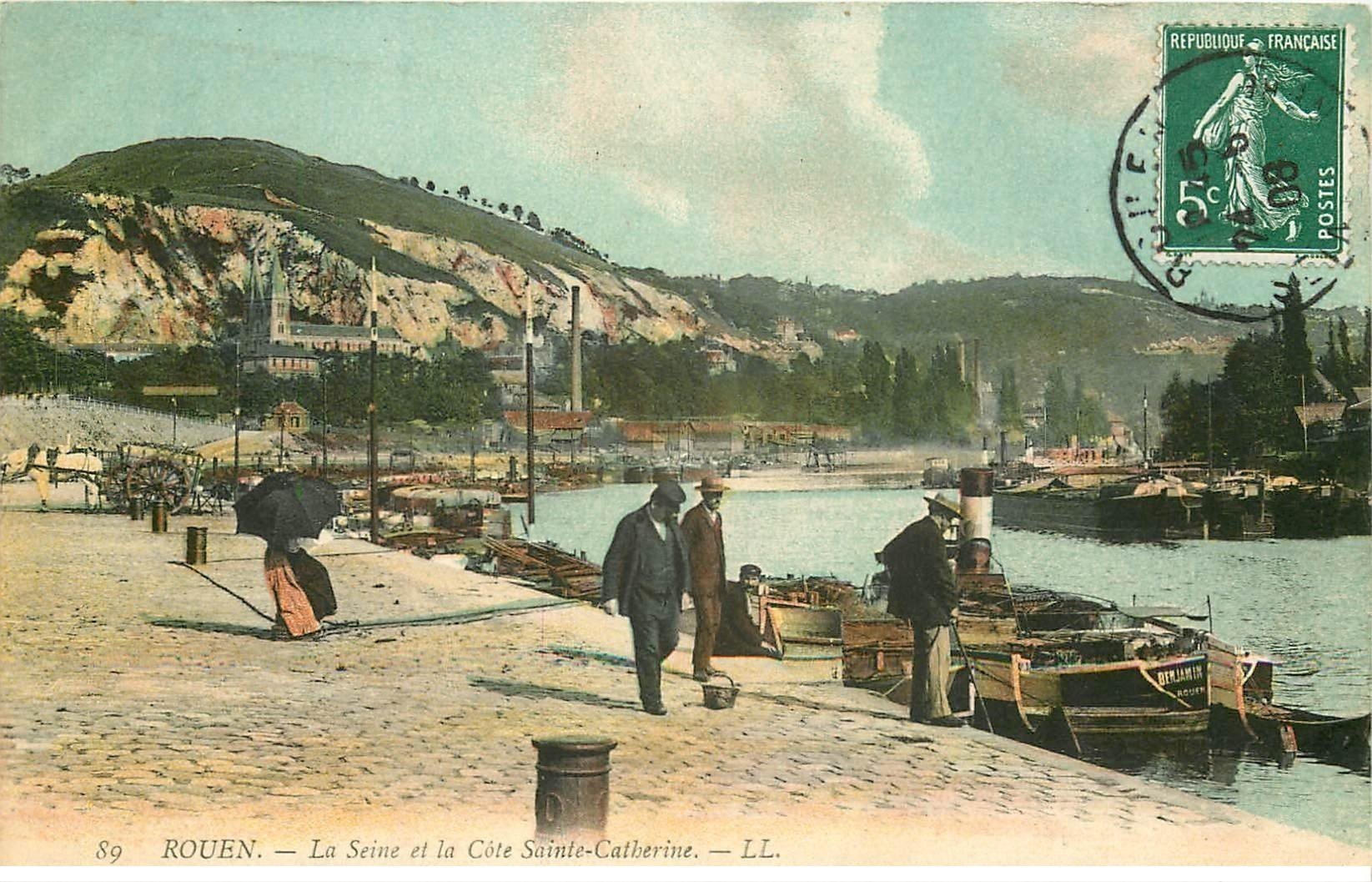 carte postale ancienne 76 ROUEN. Seine Côte Sainte-Catherine 1908