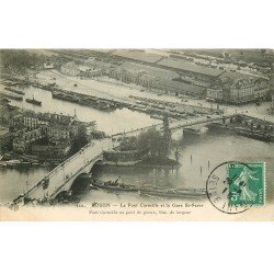 carte postale ancienne 76 ROUEN. Pont Corneille Gare Saint-Sever 1910