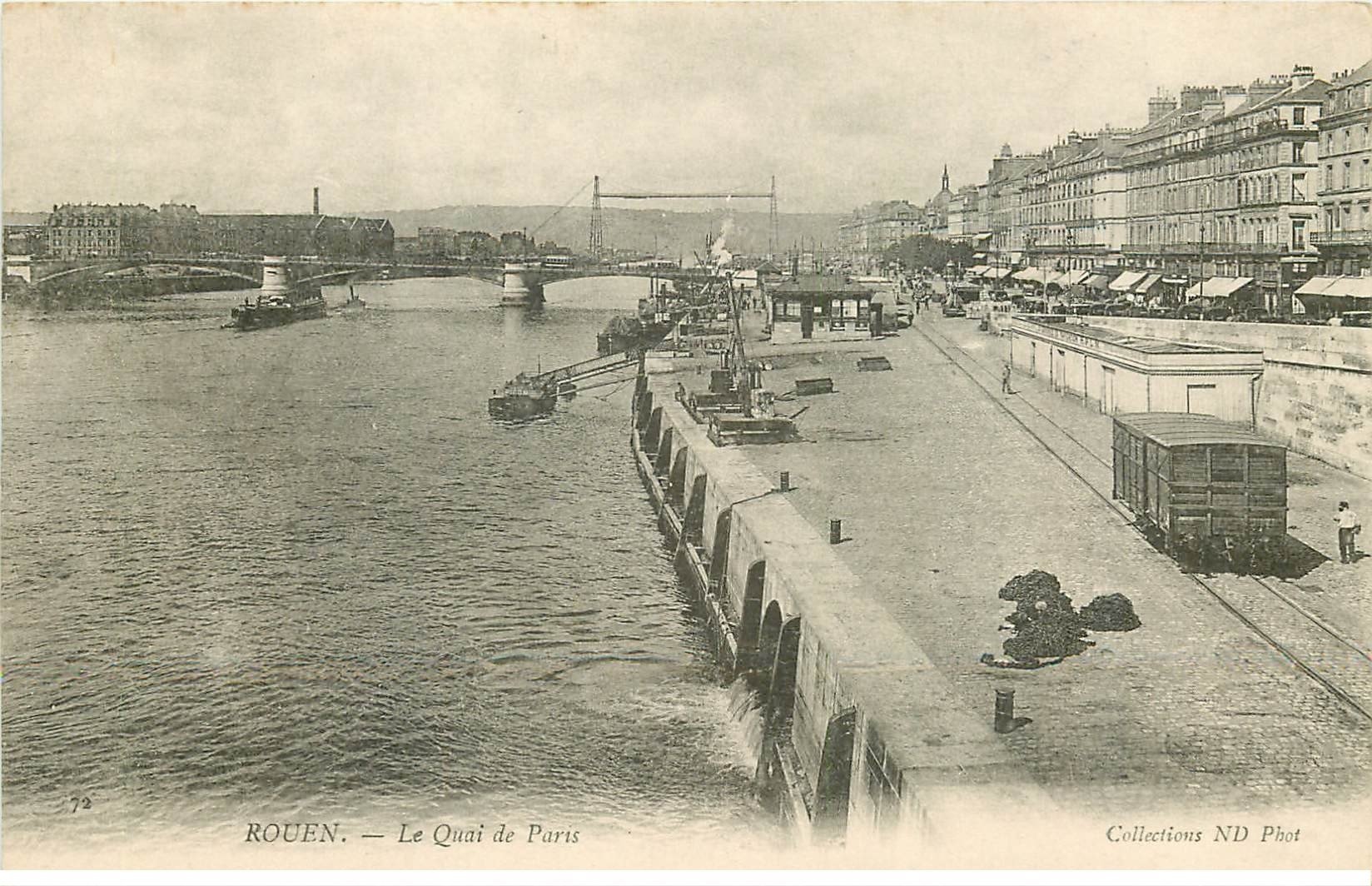 carte postale ancienne 76 ROUEN. Quai de Paris