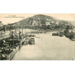 carte postale ancienne 76 ROUEN. Péniches et Côte Sainte-Catherine