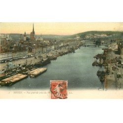 carte postale ancienne 76 ROUEN. Vue générale 1910 couleur