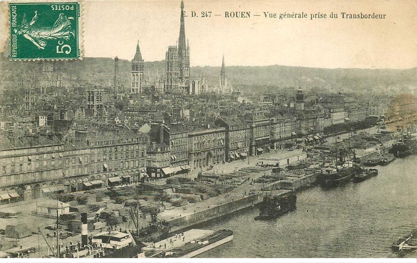 carte postale ancienne 76 ROUEN. Vue générale prise du Transbordeur