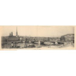 carte postale ancienne 76 ROUEN. Pont Boiëldiei. Carte double repliable 28 x 9 cm