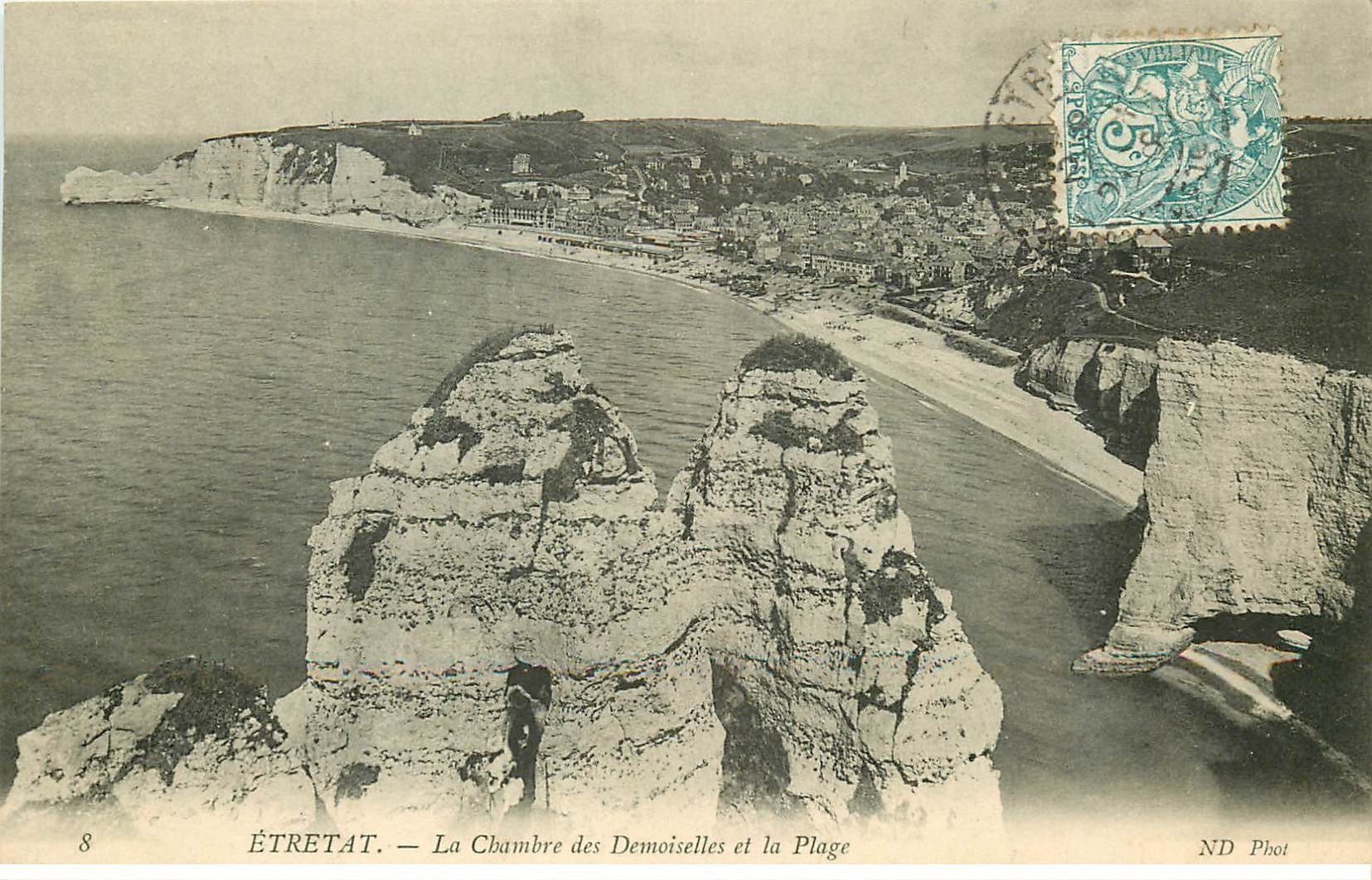 carte postale ancienne 76 ETRETAT. Chambre Demoiselles 1907