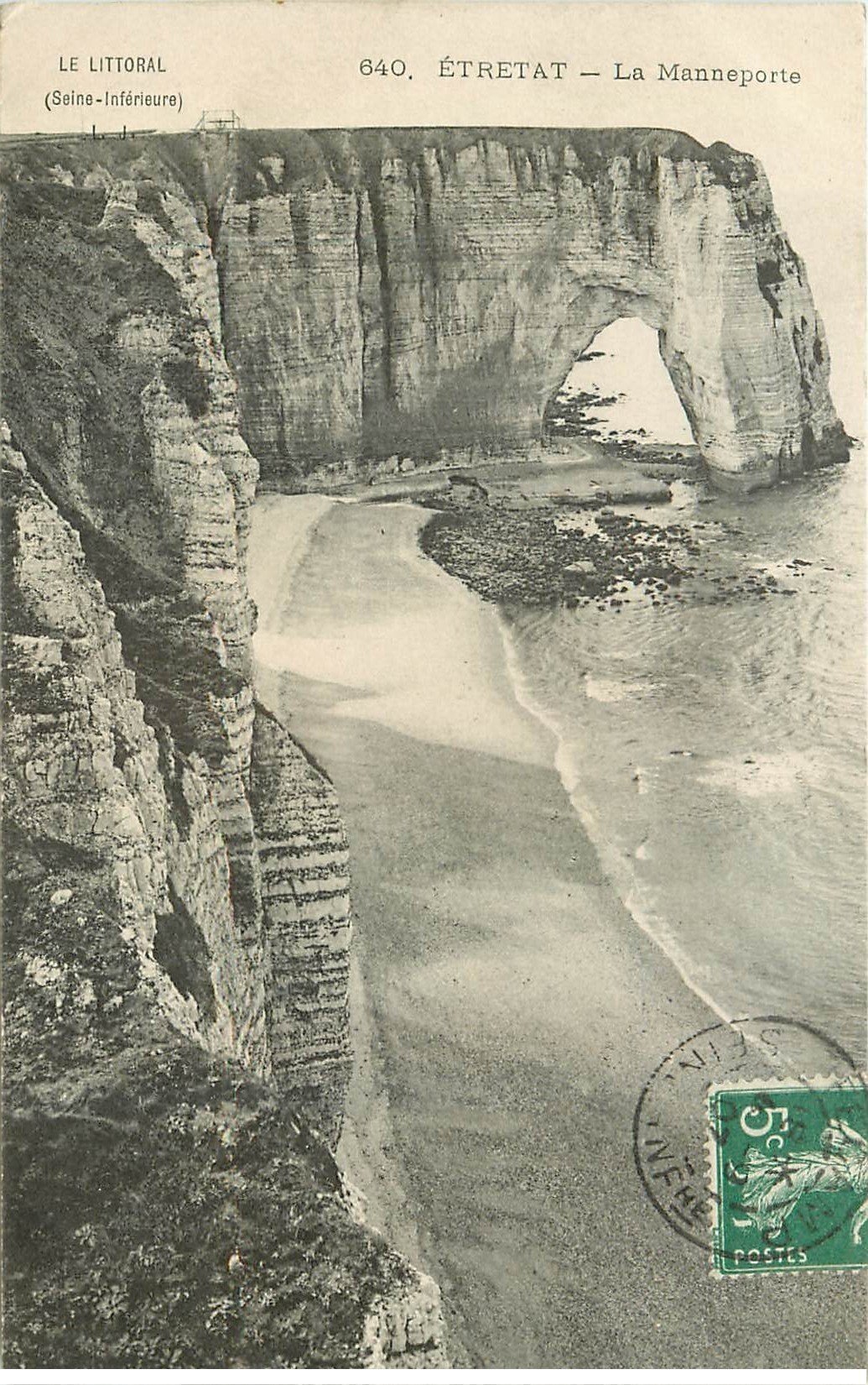 carte postale ancienne 76 ETRETAT. La Maneporte 1907