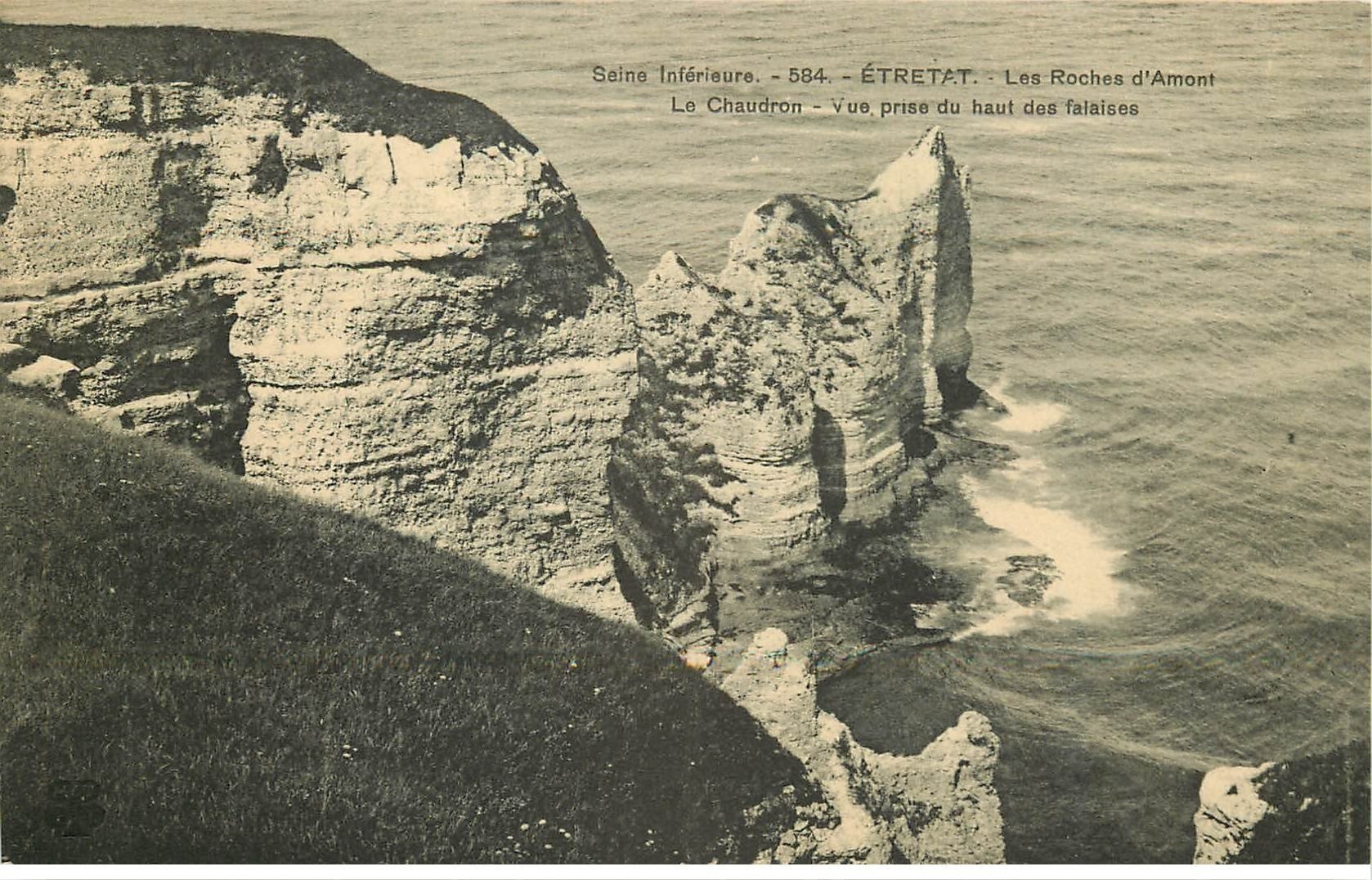 carte postale ancienne 76 ETRETAT. Le Chaudron Roches d'Amont